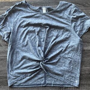 Yogalicious Heather Blue Twist Front Cropped Athletic Tee | Size XXL